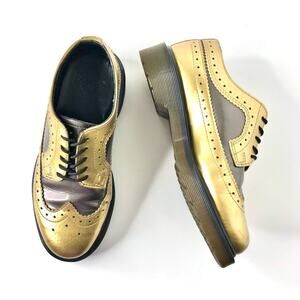 Dr Martens 3989 Gold Patent Leather Brogue Wingtip Oxfords Women’s 5 Shoes